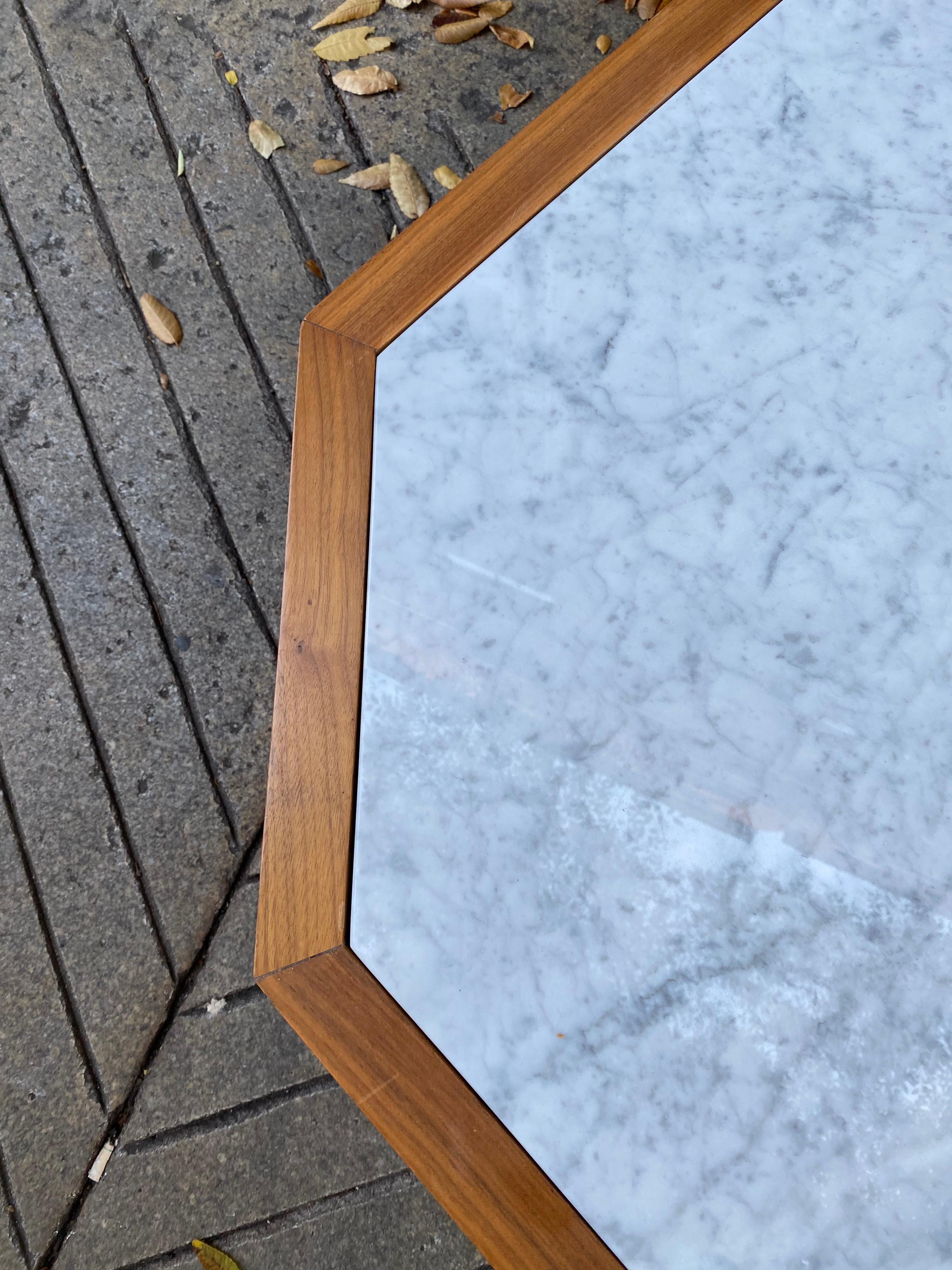 Mid-20th Century Octagonal Marble-Top Coffee Table