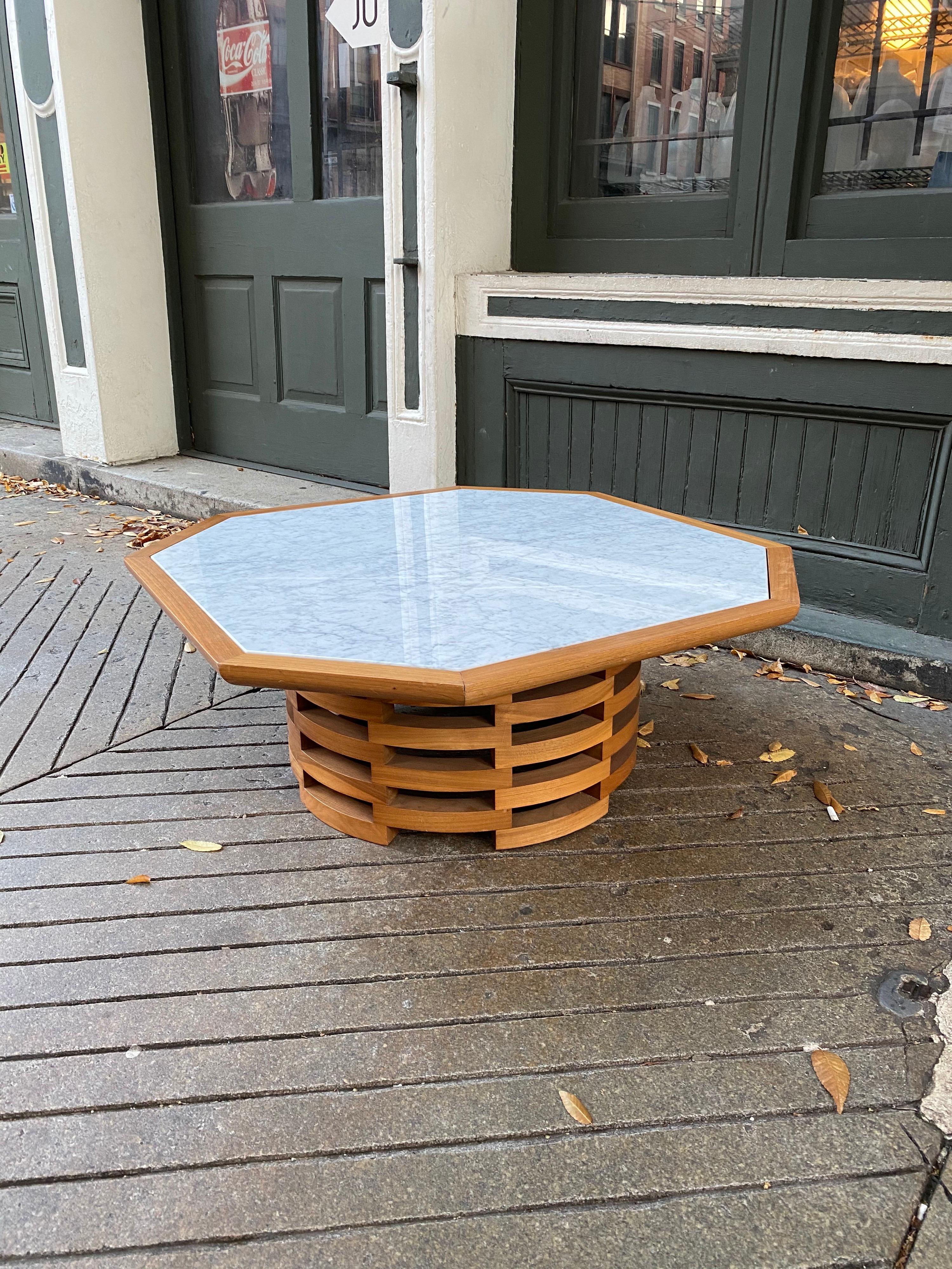 Carrara Marble Octagonal Marble-Top Coffee Table