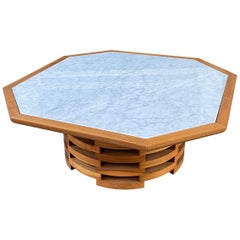 Octagonal Marble-Top Coffee Table