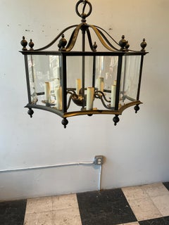 Octagonal Metal / Glass Chandelier