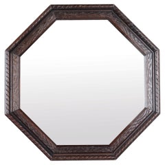 Octagonal Mirror Dark Wood 1890s