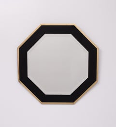 Octagonal Mirror frame in brass  1970s  Jean Claude Mahey