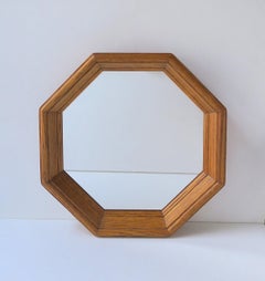 Octagonal Mirror Oak Wood, Relatively Small