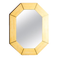Octagonal Mirror with Brass Details, American, circa 1975