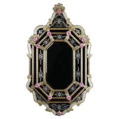 Vintage Octagonal Mirror with Murano Glass Beads, Early 20th Century