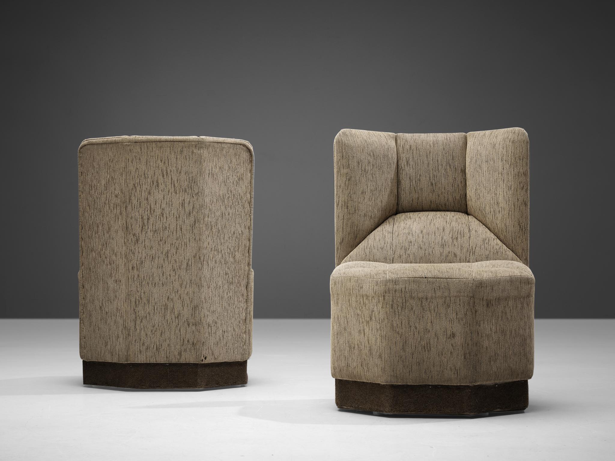 Late 20th Century Octagonal Modular Side Chairs in Grey Fabric Upholstery 