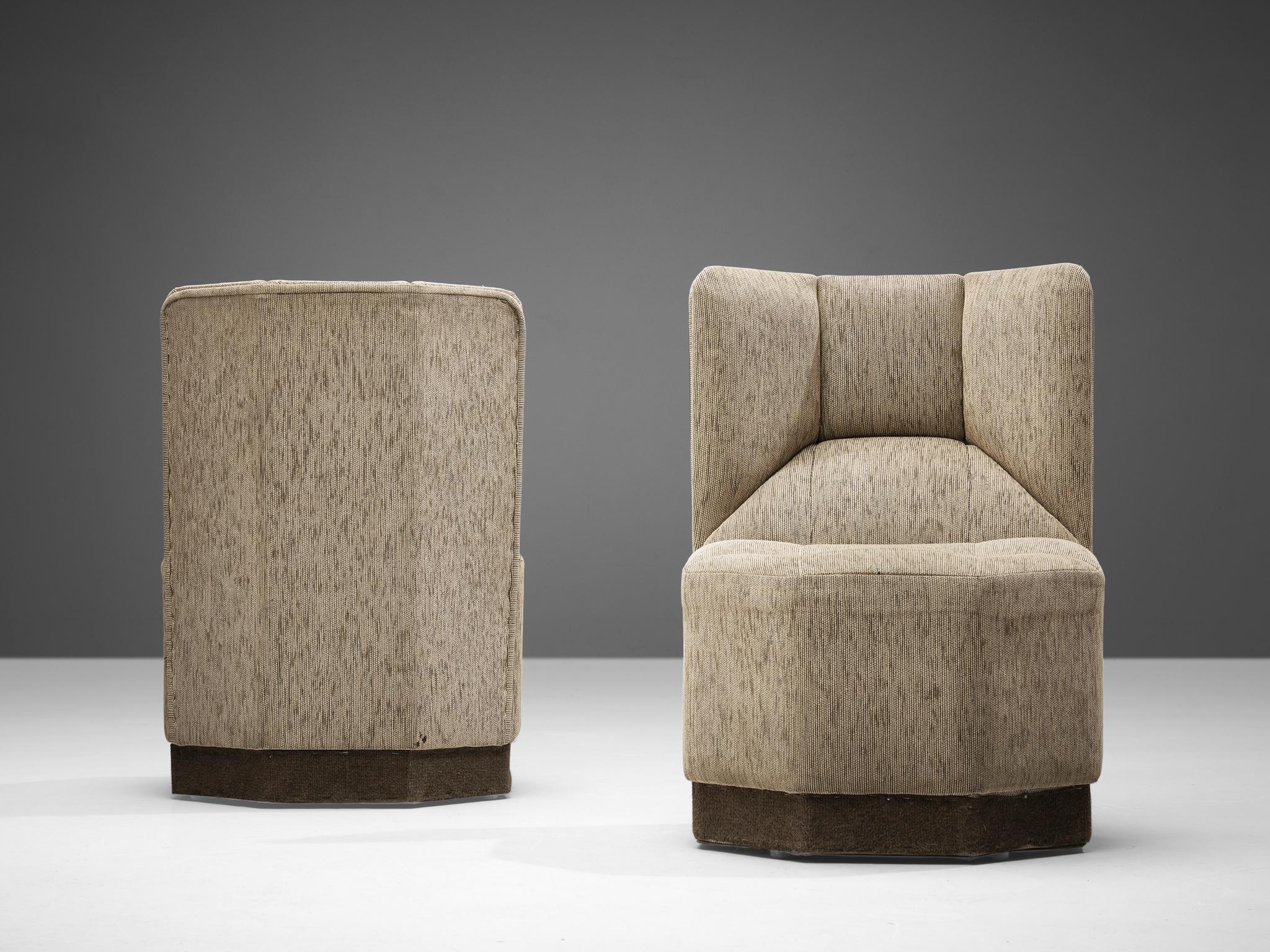 Octagonal Modular Side Chairs in Grey Fabric Upholstery  1