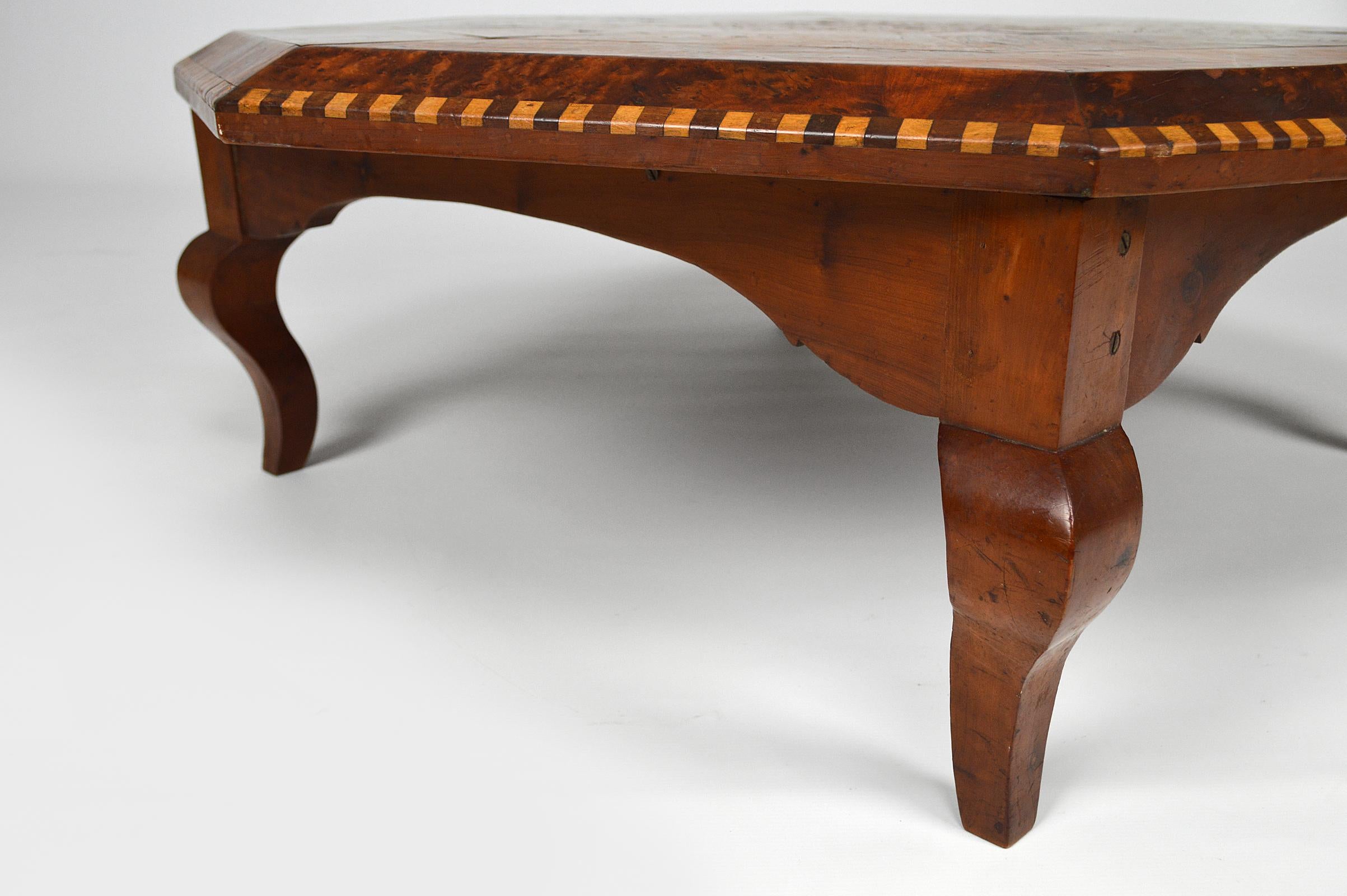 Wood Octagonal Moorish Coffee Table from Essaouira / Mogador, Morocco, circa 1920 For Sale