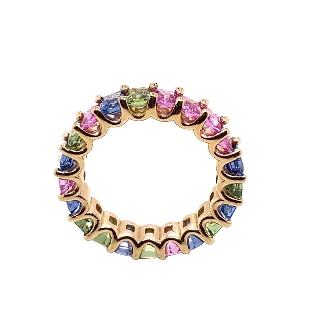 Octagonal Natural Sapphire Full Eternity Ring
The Octagonal Multicolour Natural Sapphire Full Eternity Ring is a beautiful piece of craftsmanship. This stunning ring features 21 octagonal cut natural sapphires. This ring is set in 14ct yellow