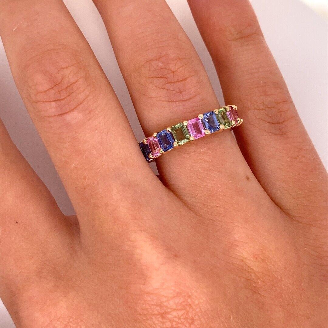 Octagonal Natural Sapphire Full Eternity Ring In New Condition For Sale In London, GB