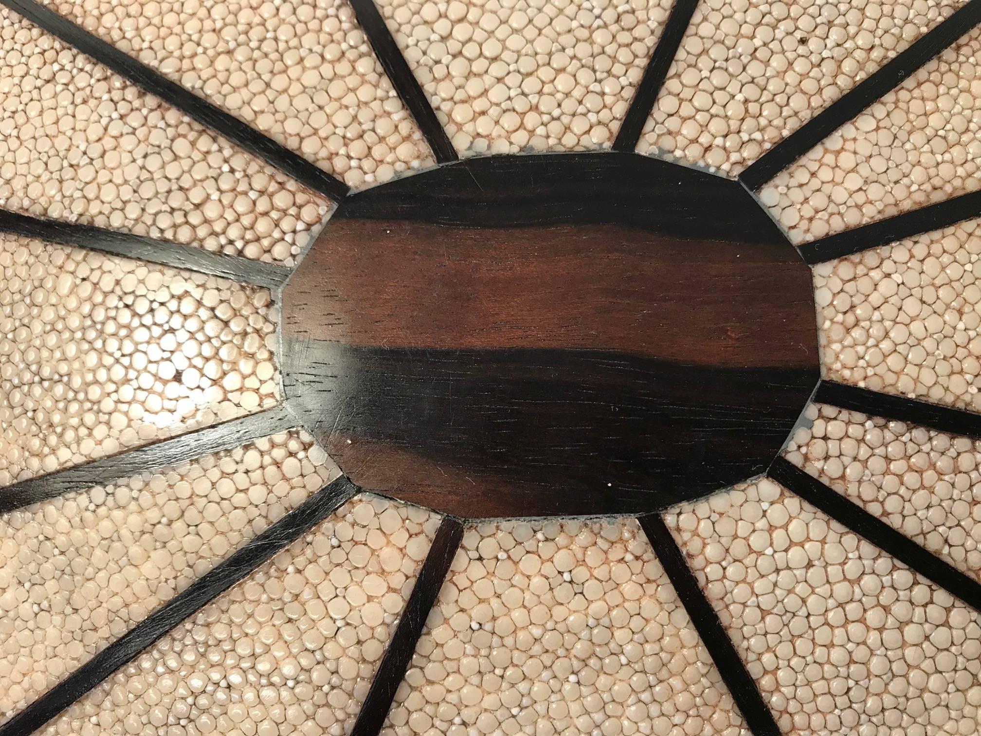 Modern Octagonal natural Shagreen Box with Ebony Inlay For Sale