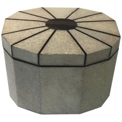 Octagonal natural Shagreen Box with Ebony Inlay