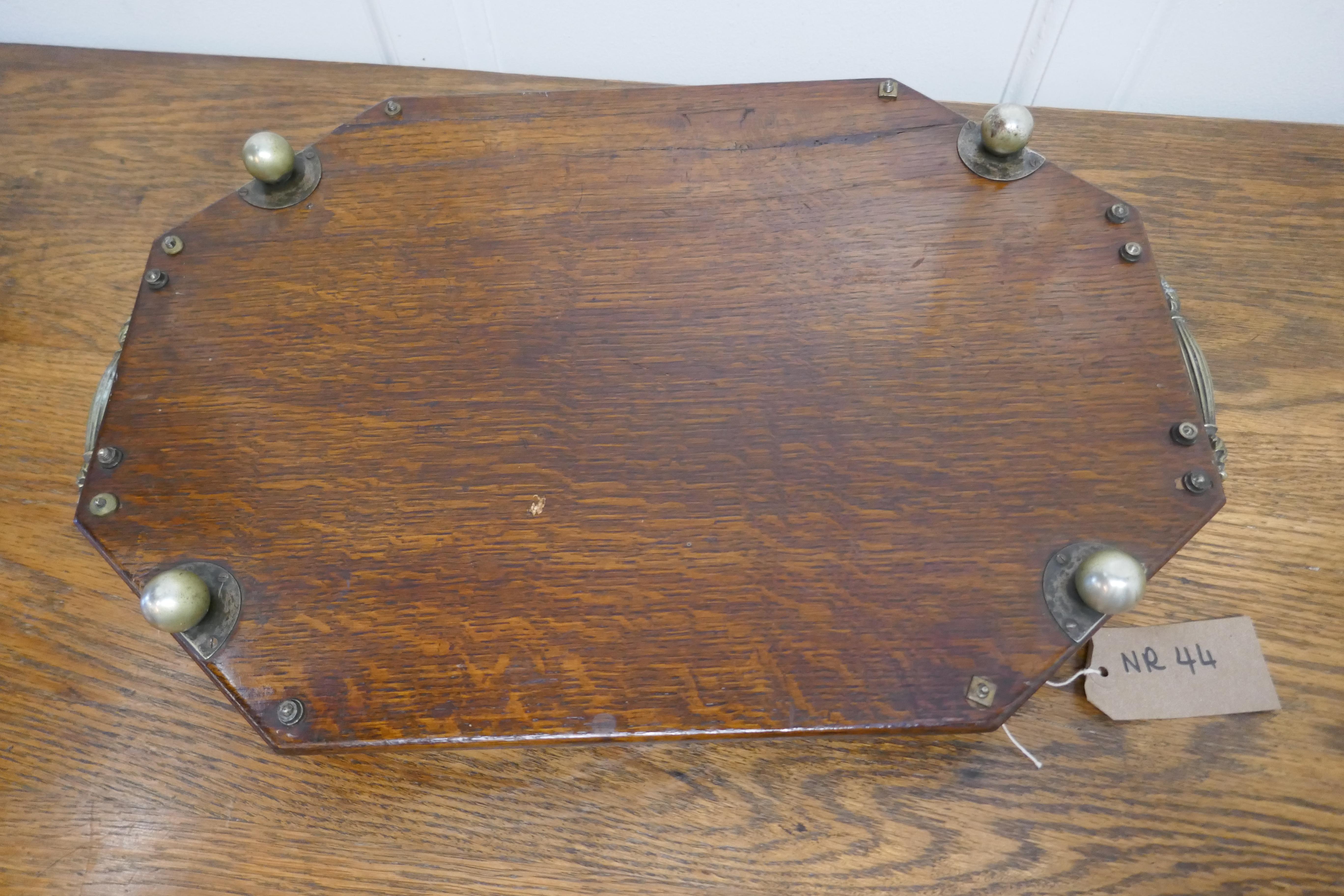 Octagonal Oak and Silver Plated Drinks Tray 1