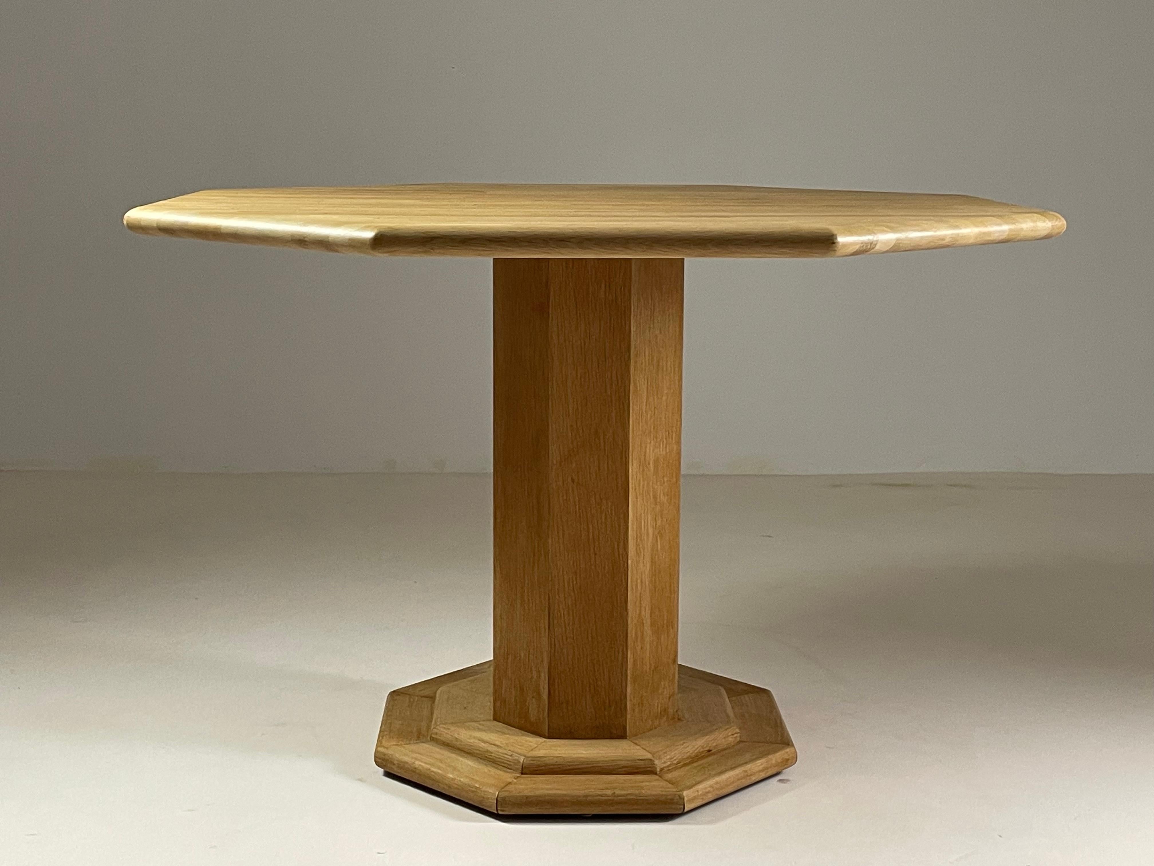 Octagonal oak table, France 1980s 4