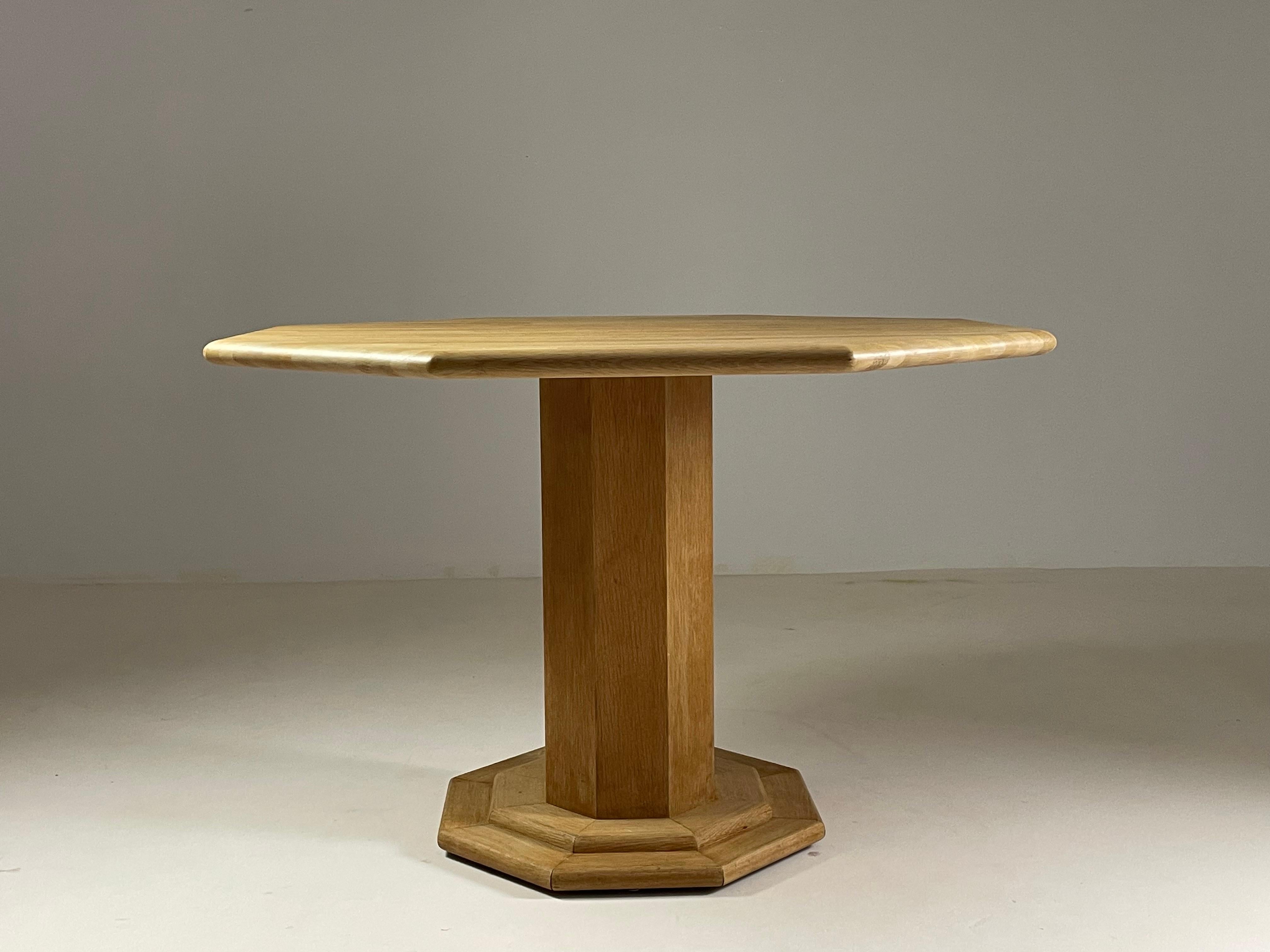 Octagonal oak table, France 1980s 5