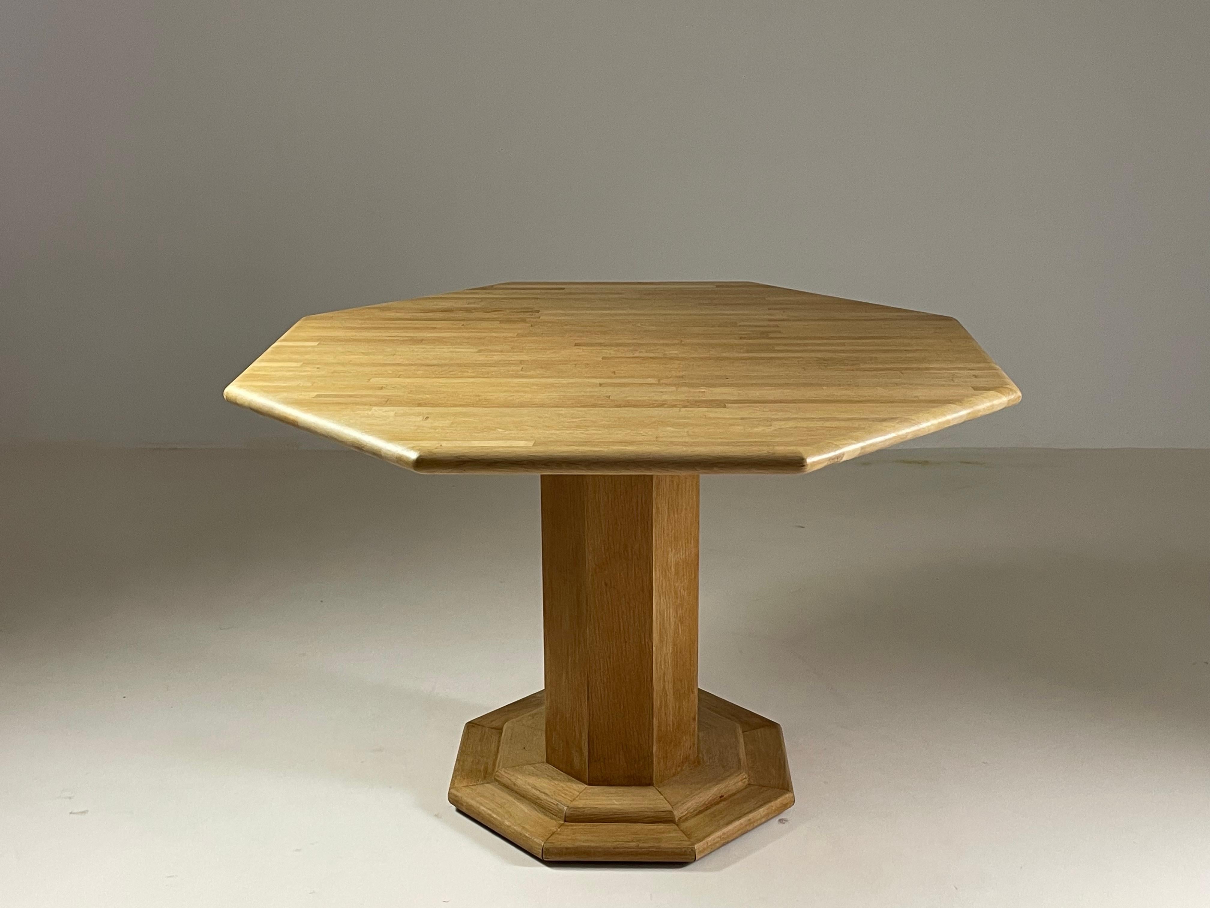 Octagonal oak table, France 1980s 6