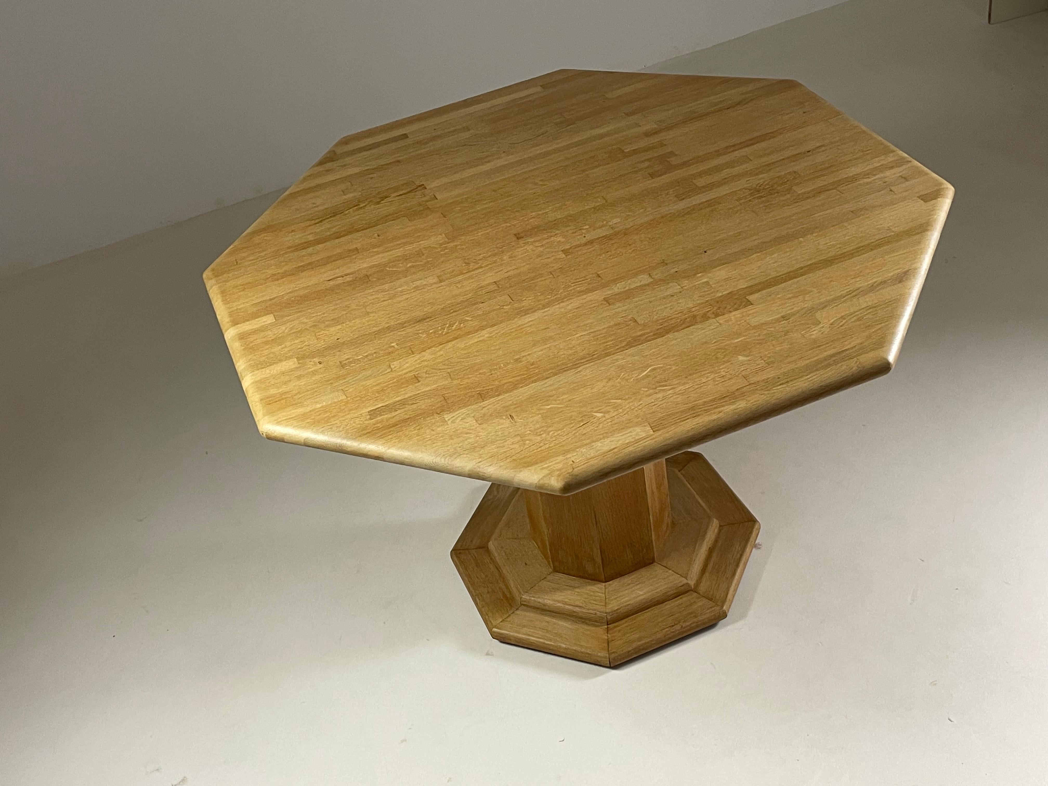 Octagonal oak table, France 1980s 7