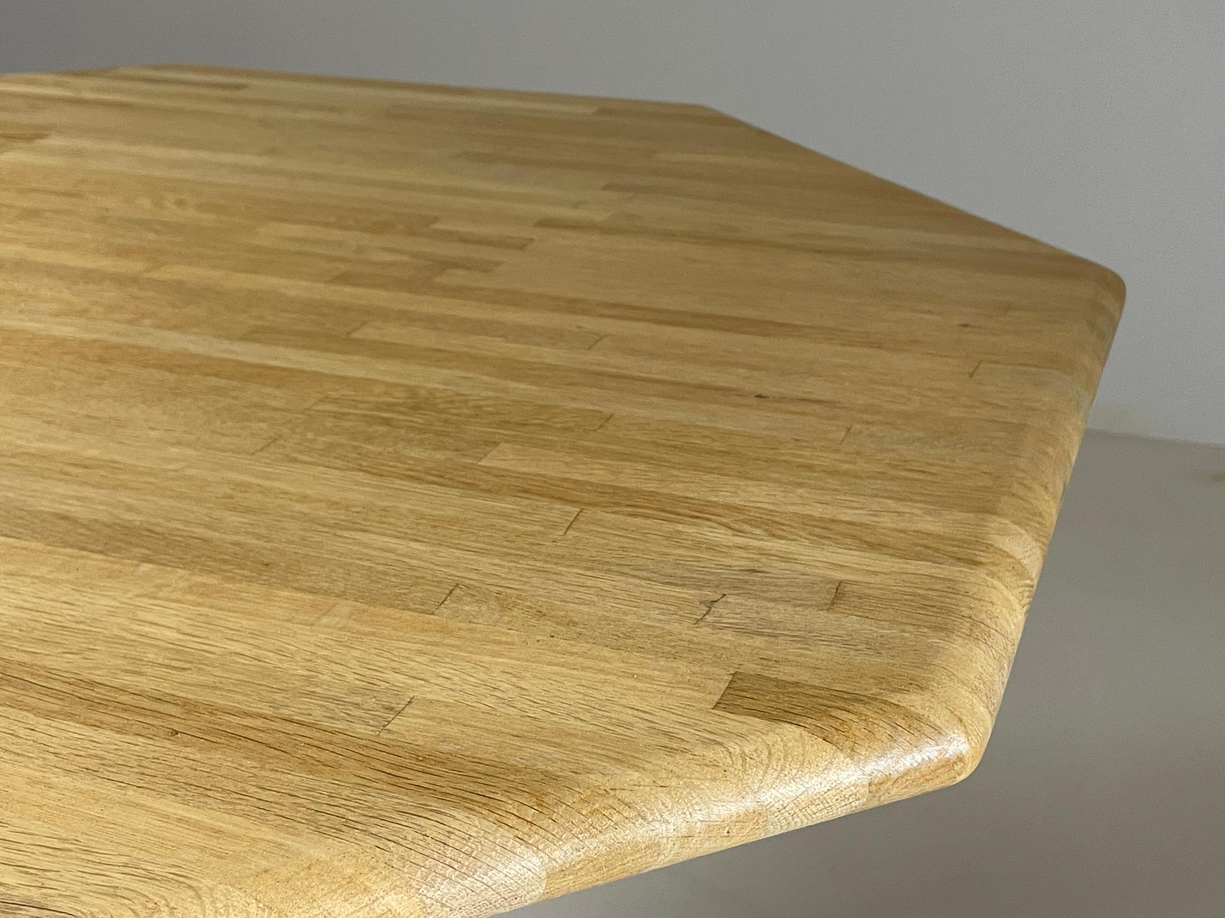 Octagonal oak table, France 1980s 9