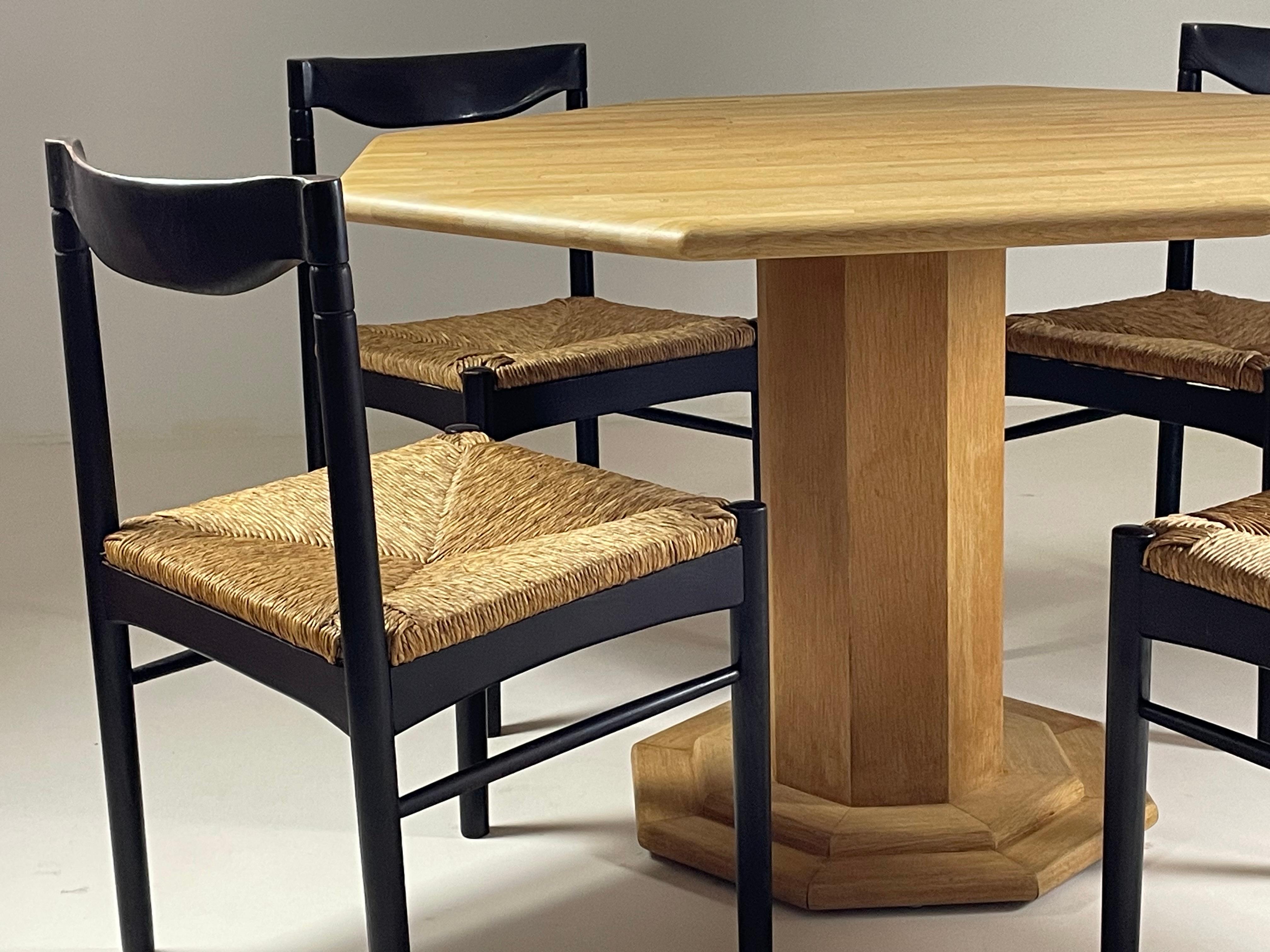 Octagonal oak table, France 1980s 13