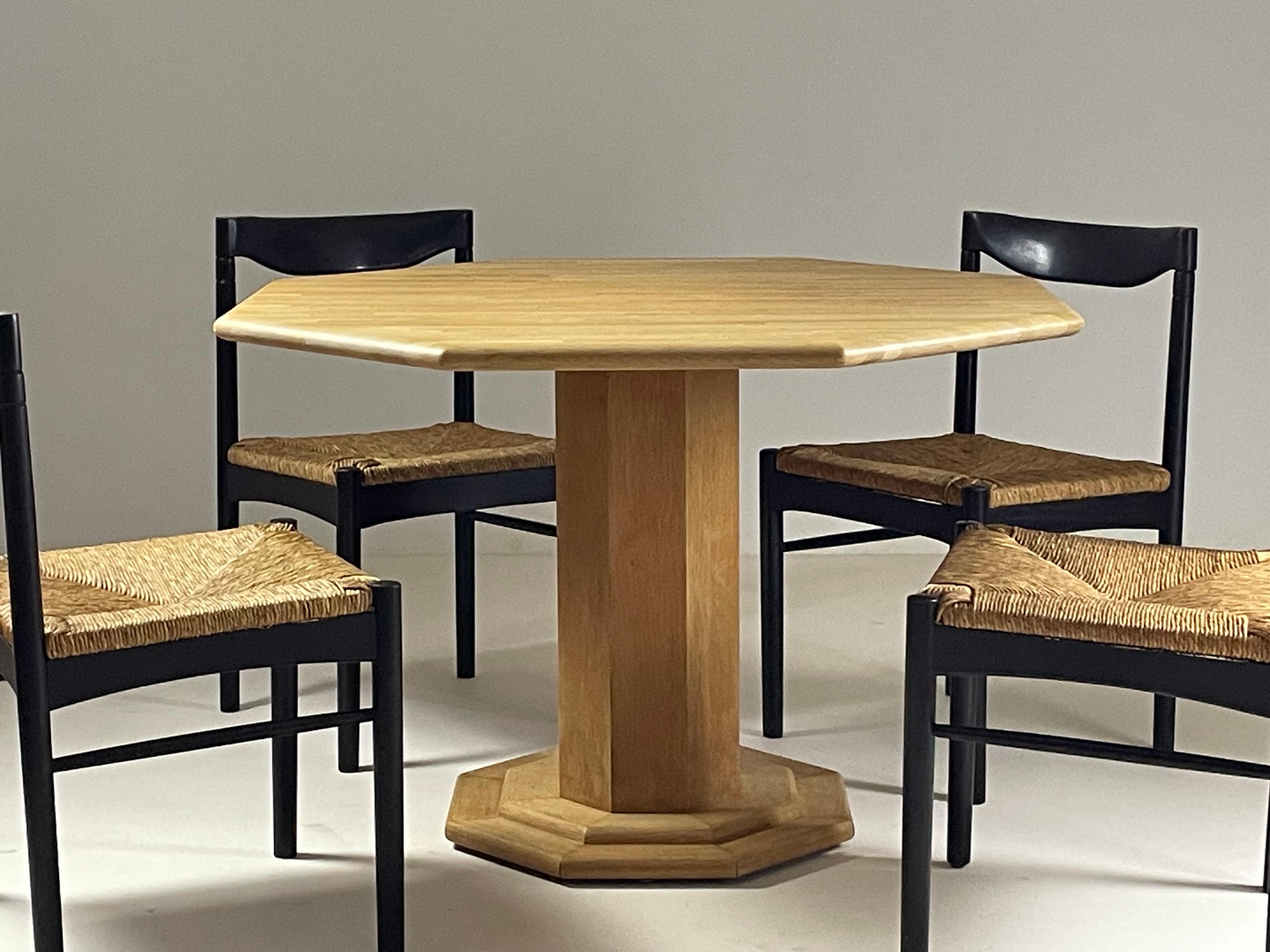 Octagonal oak table, France 1980s 14