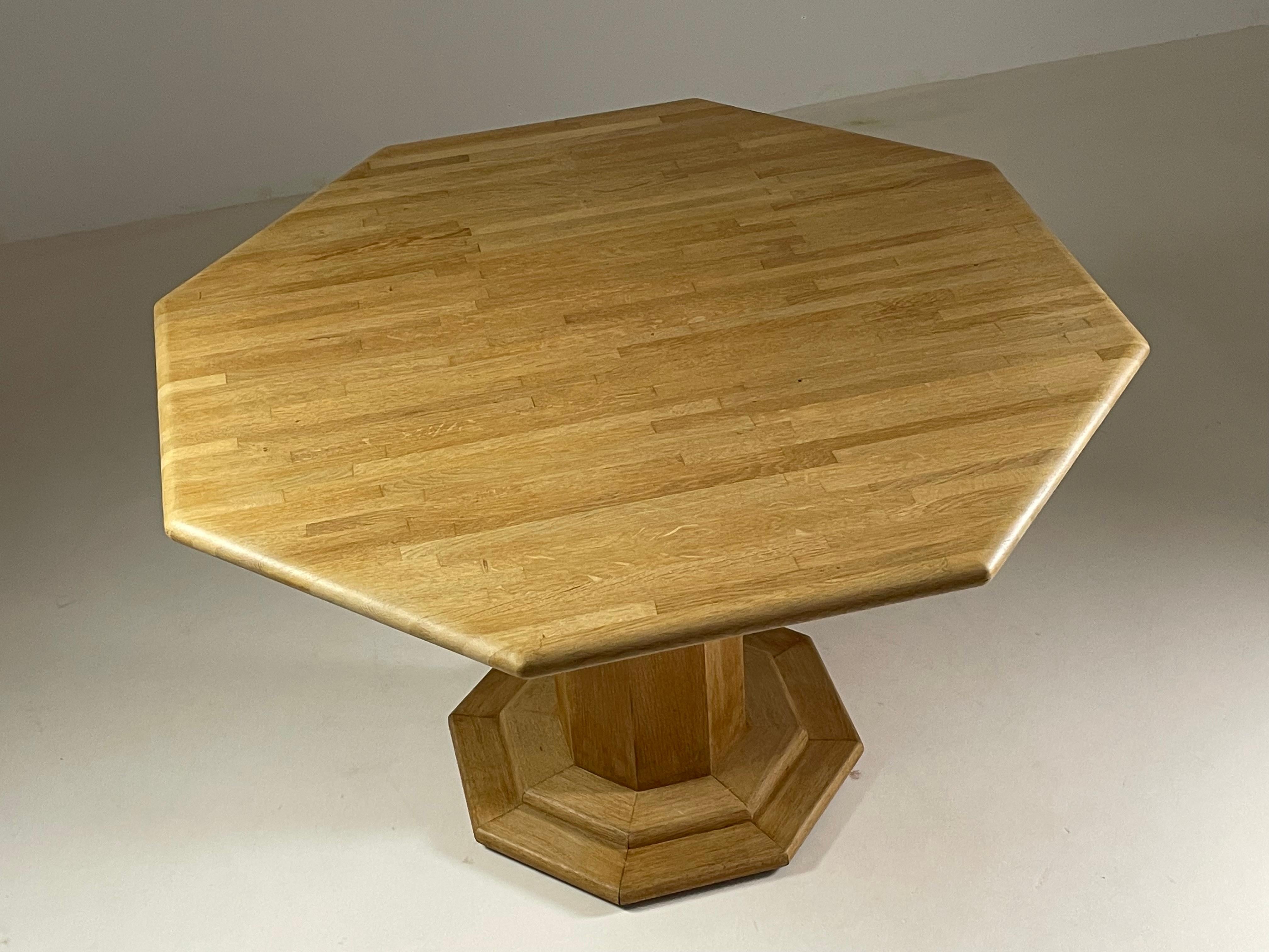 20th Century Octagonal oak table, France 1980s