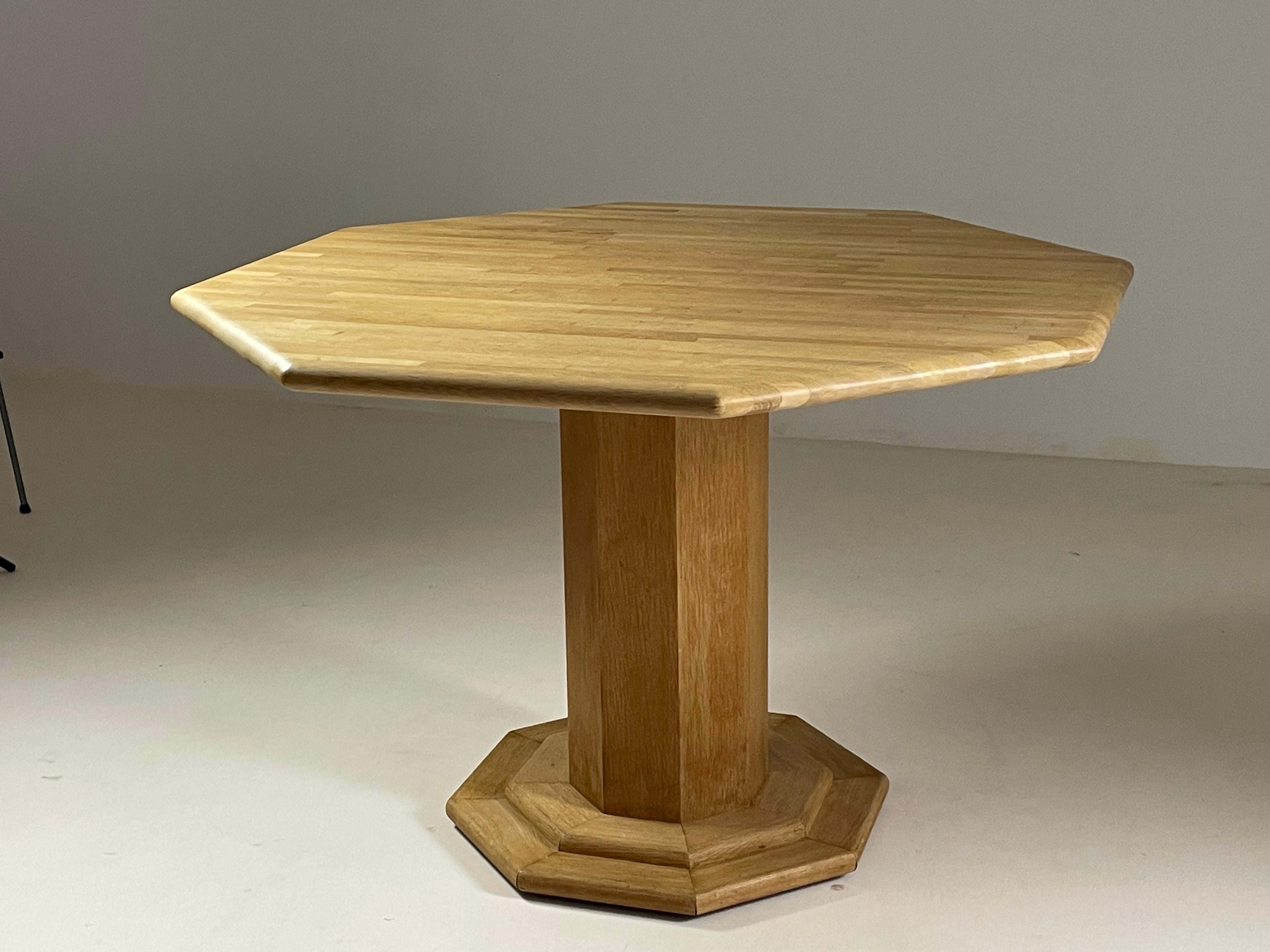 Octagonal oak table, France 1980s 2