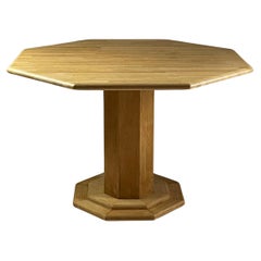 Octagonal oak table, France 1980s