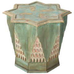 Octagonal Painted Folk Art Table