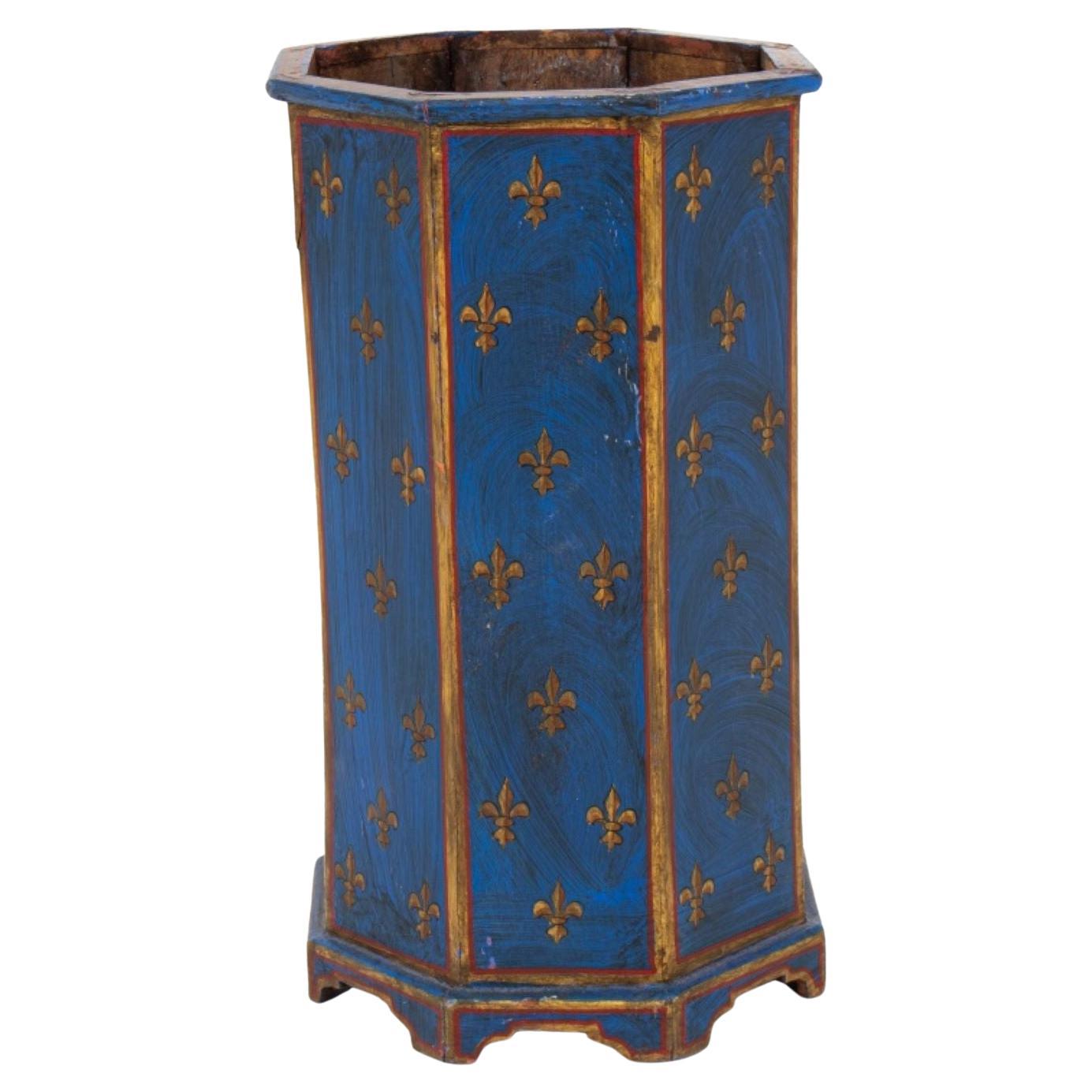 Octagonal Painted Umbrella or Cane Stand For Sale