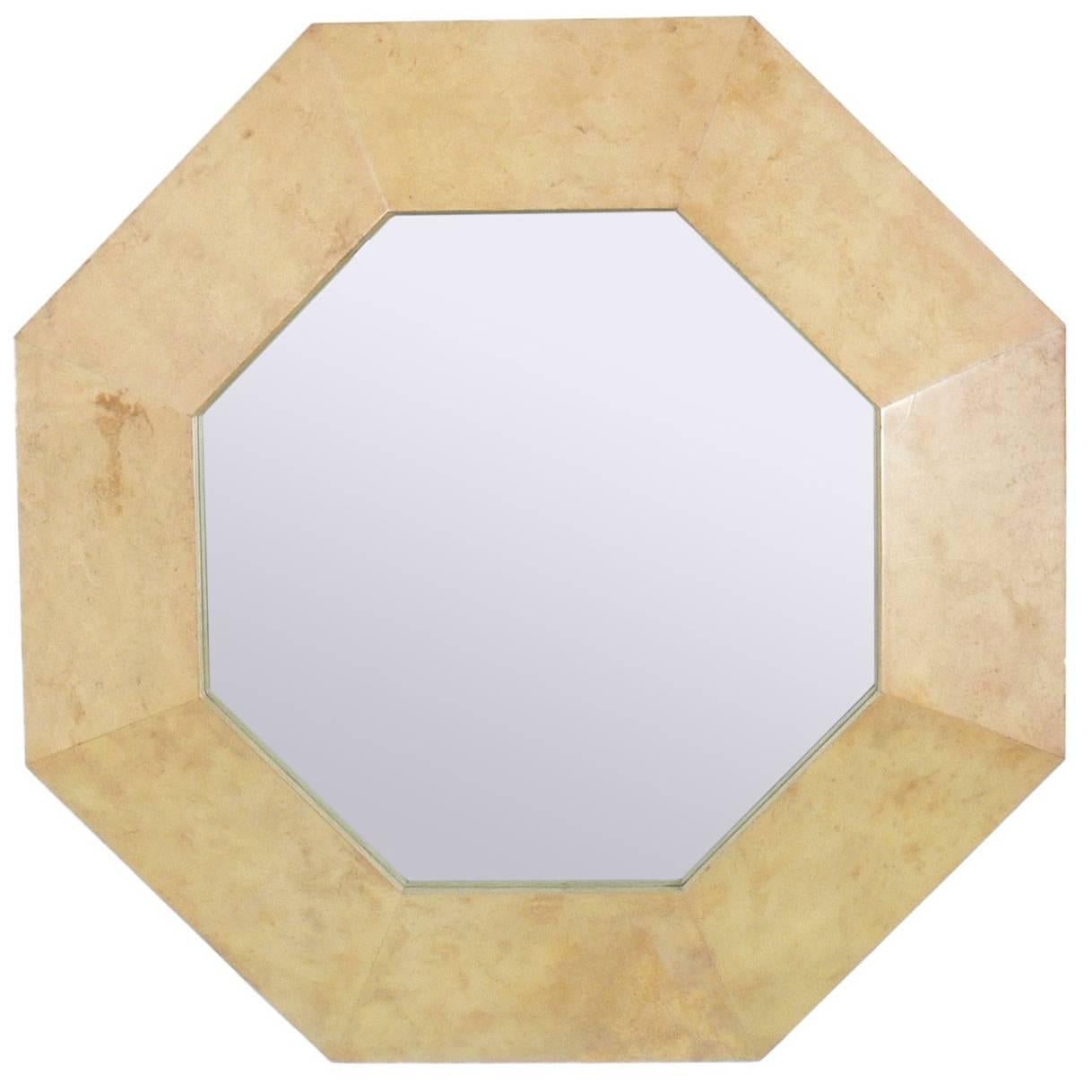 Octagonal Parchment Mirror in the Manner of Karl Springer