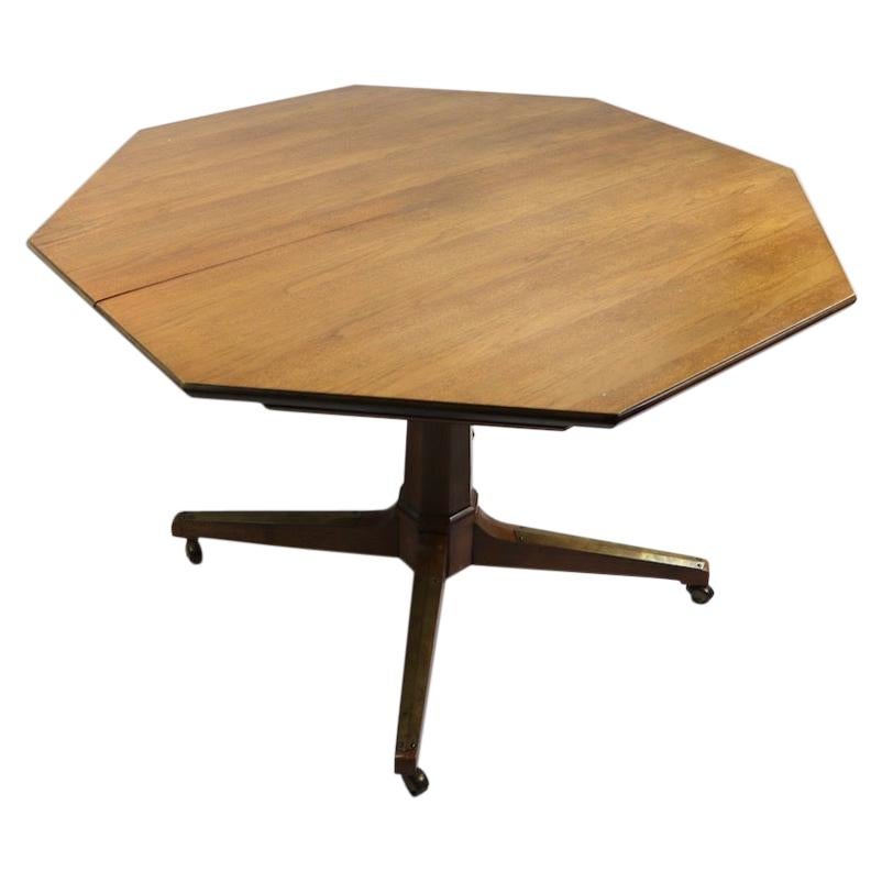 Octagonal Pedestal Dining Table with 2 Leaves Attributed to Kipp Stewart