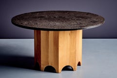 Octagonal Pedestal Table with round Slate Top France 1970s