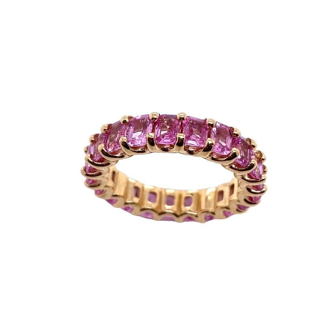 Octagonal Pink Natural Sapphire Full Eternity Ring In New Condition For Sale In London, GB