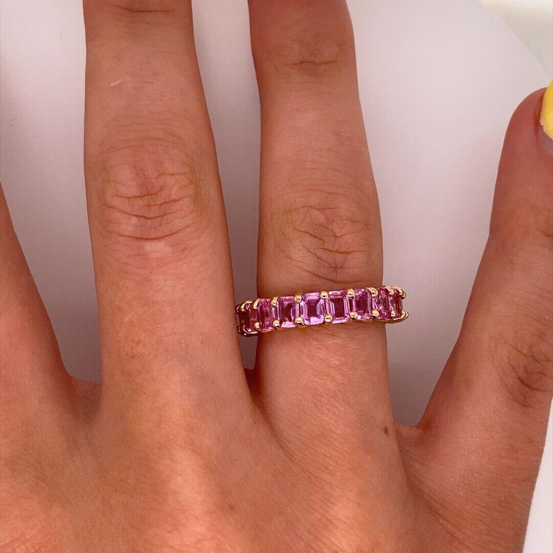 Octagonal Pink Natural Sapphire Full Eternity Ring For Sale 1