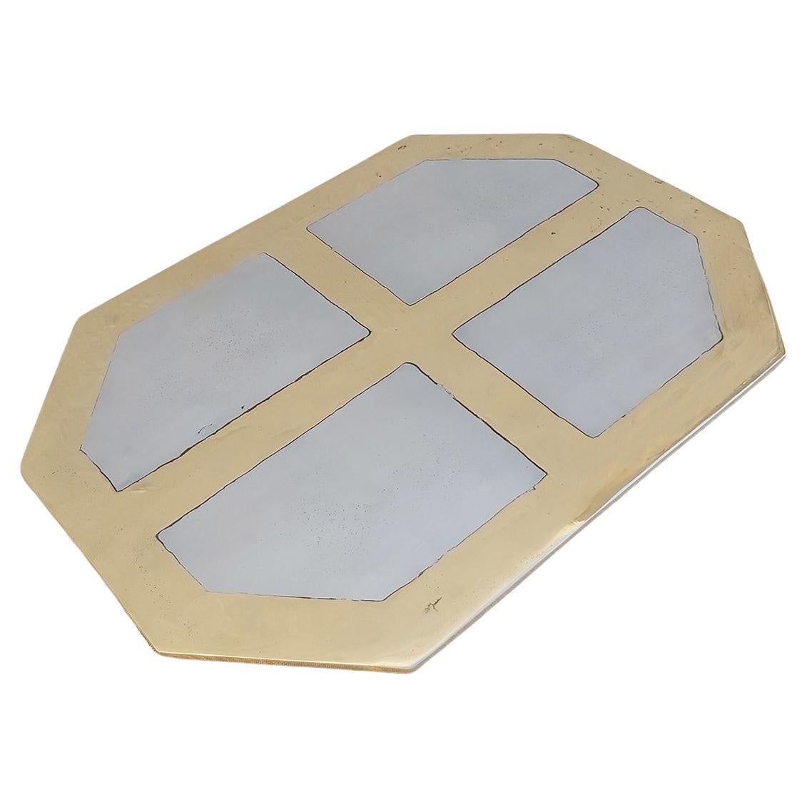 Matière octogonale C042 en aluminium coulé de couleur argentée, laiton coulé de couleur or