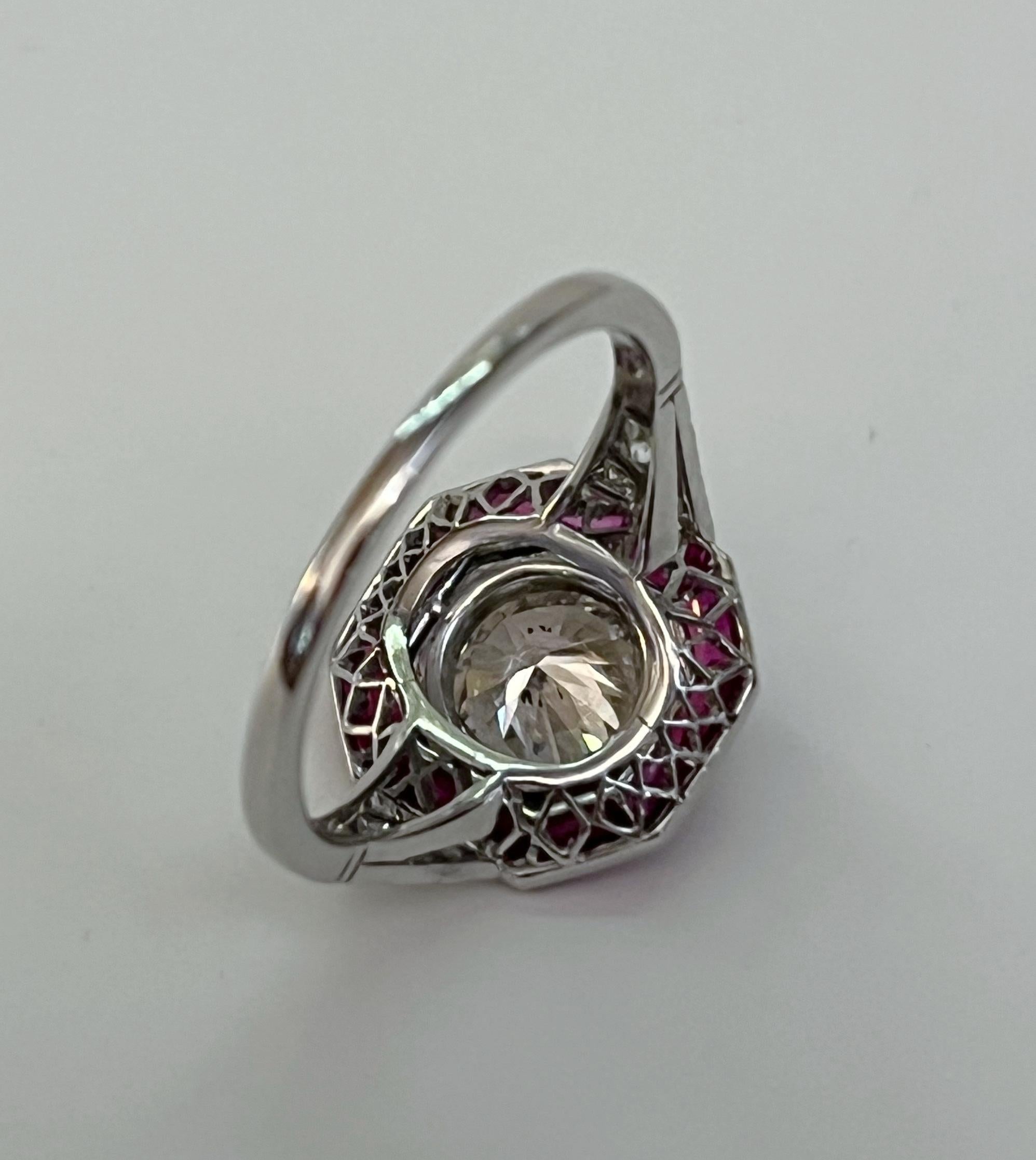 Octagonal Platinum Ruby And Diamond Ring, 1930s I… - image 5