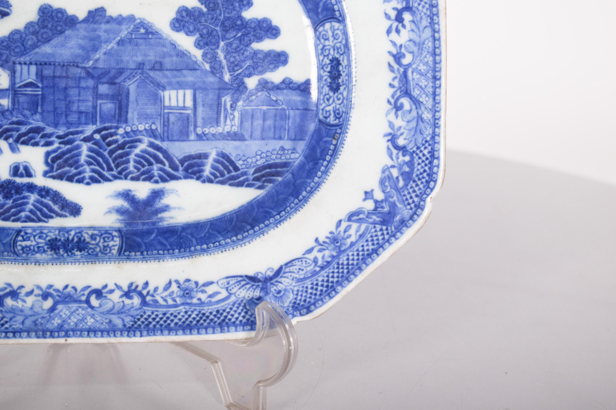 Chinois Plateau octogonal en porcelaine de Chine pour l'exportation en vente