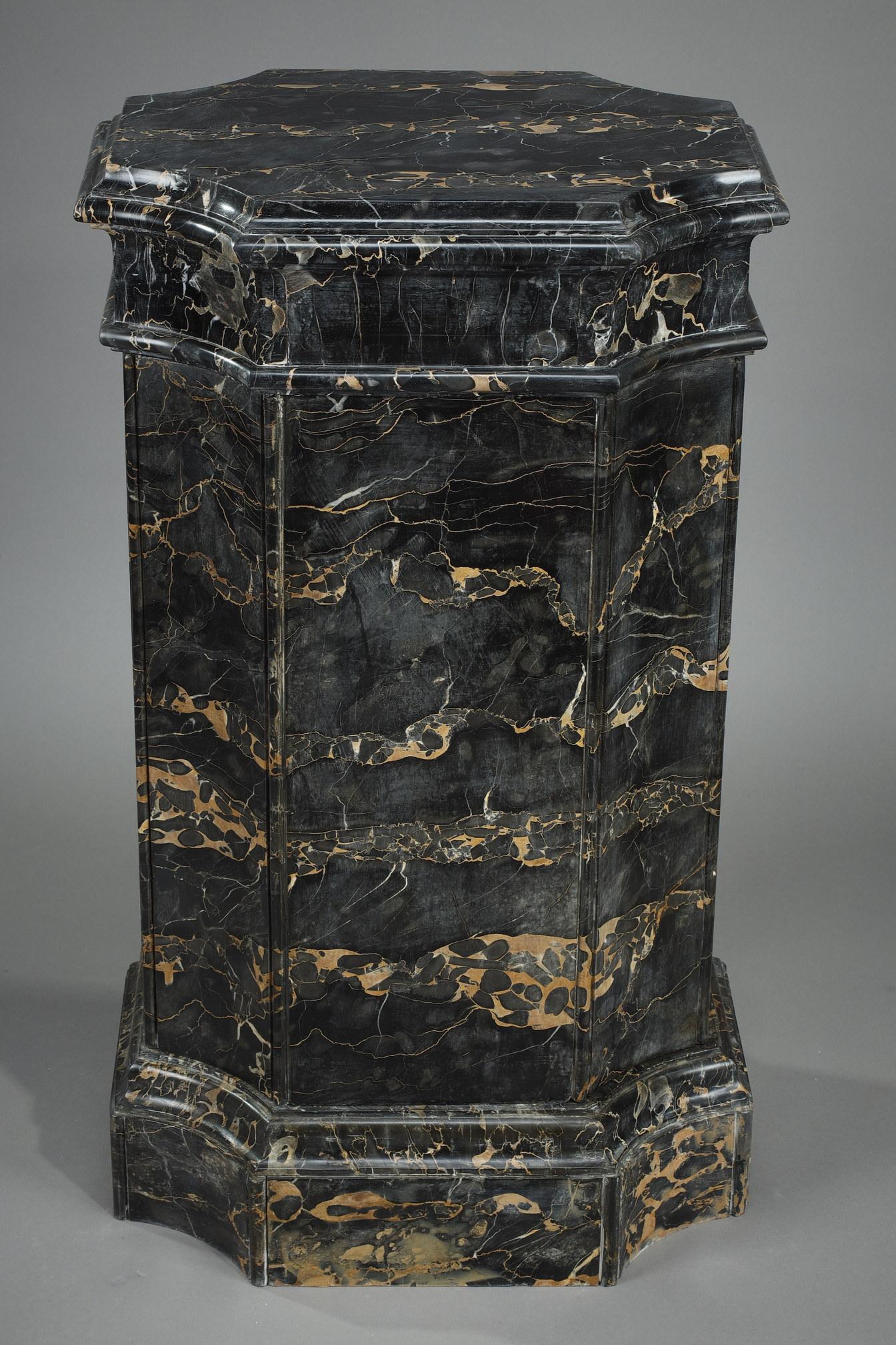 French Octagonal Portor marble column, 19th century
