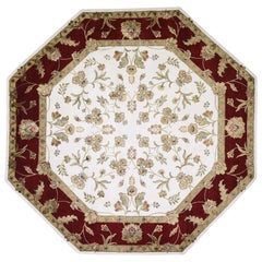 Octagonal Rajasthan Half Wool and Half Silk Hand Knotted Oriental Rug
