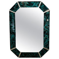 Octagonal Reverse Painted Malachite Mirror