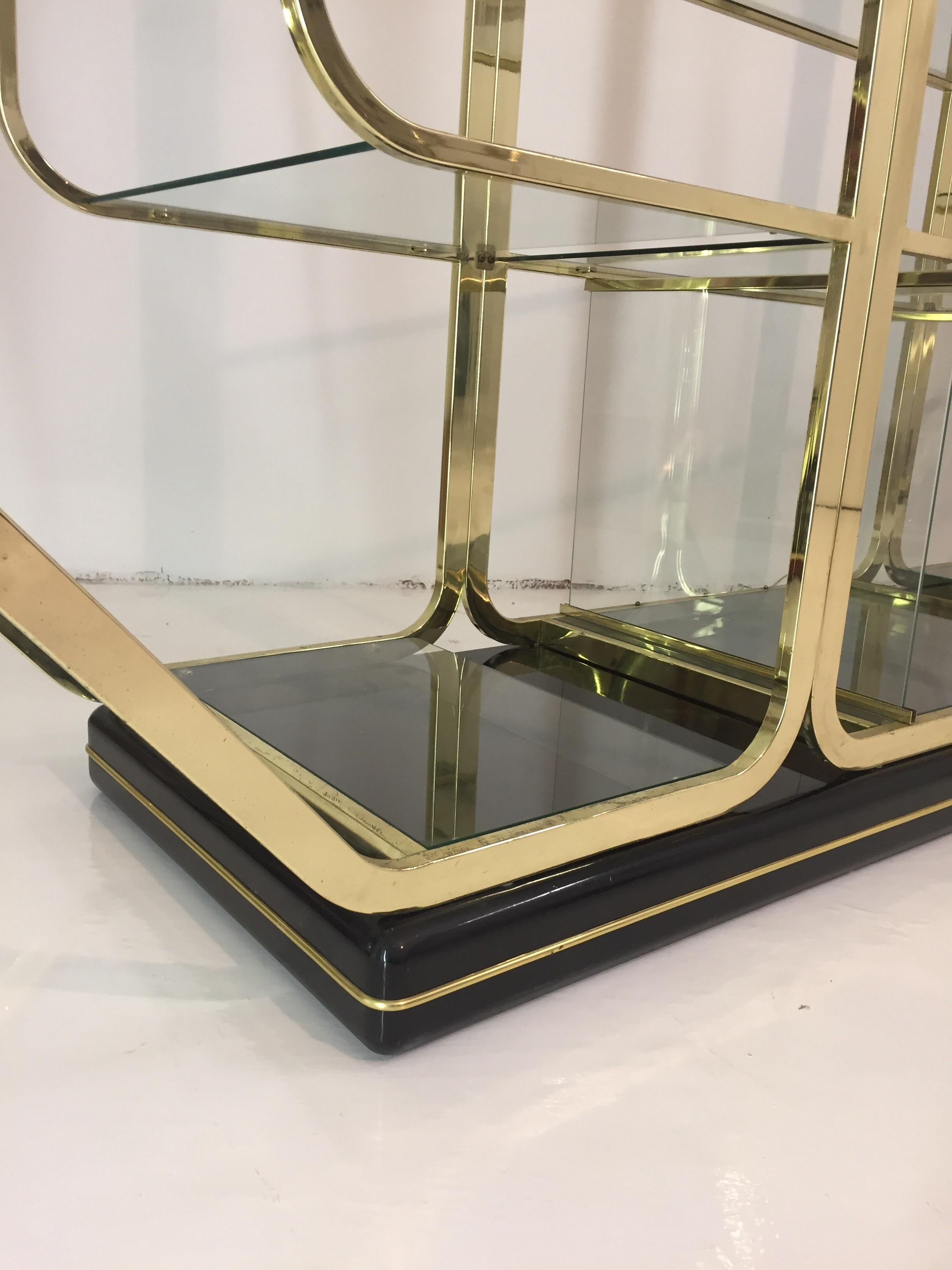 Octagonal Romeo Rega Étagère Brass Glass Lacquered Display Unit 1970s Regency For Sale 5