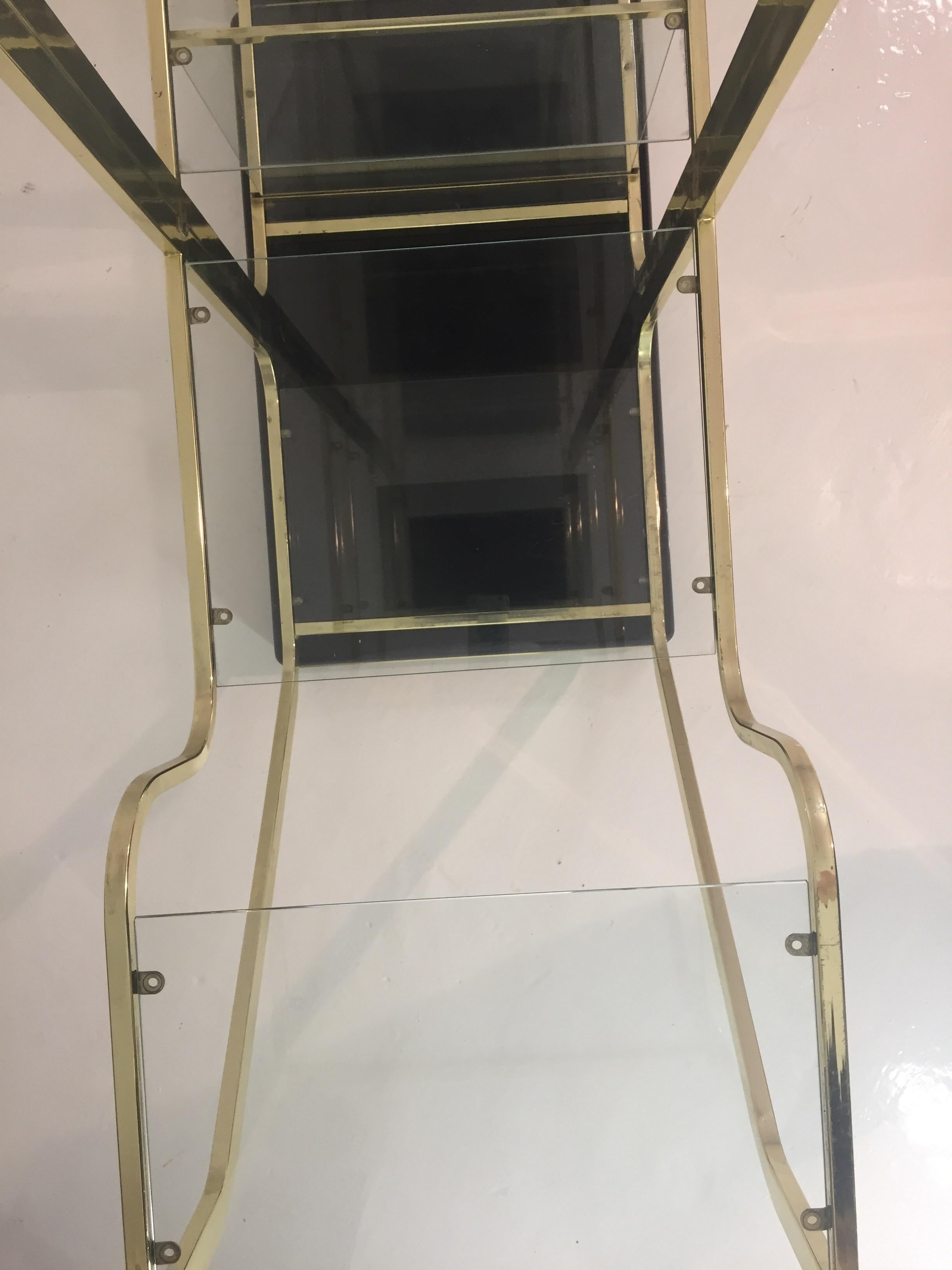 Octagonal Romeo Rega Étagère Brass Glass Lacquered Display Unit 1970s Regency For Sale 2