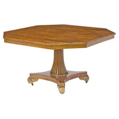Octagonal Rosewood Dining Table With Gilt and Leaves