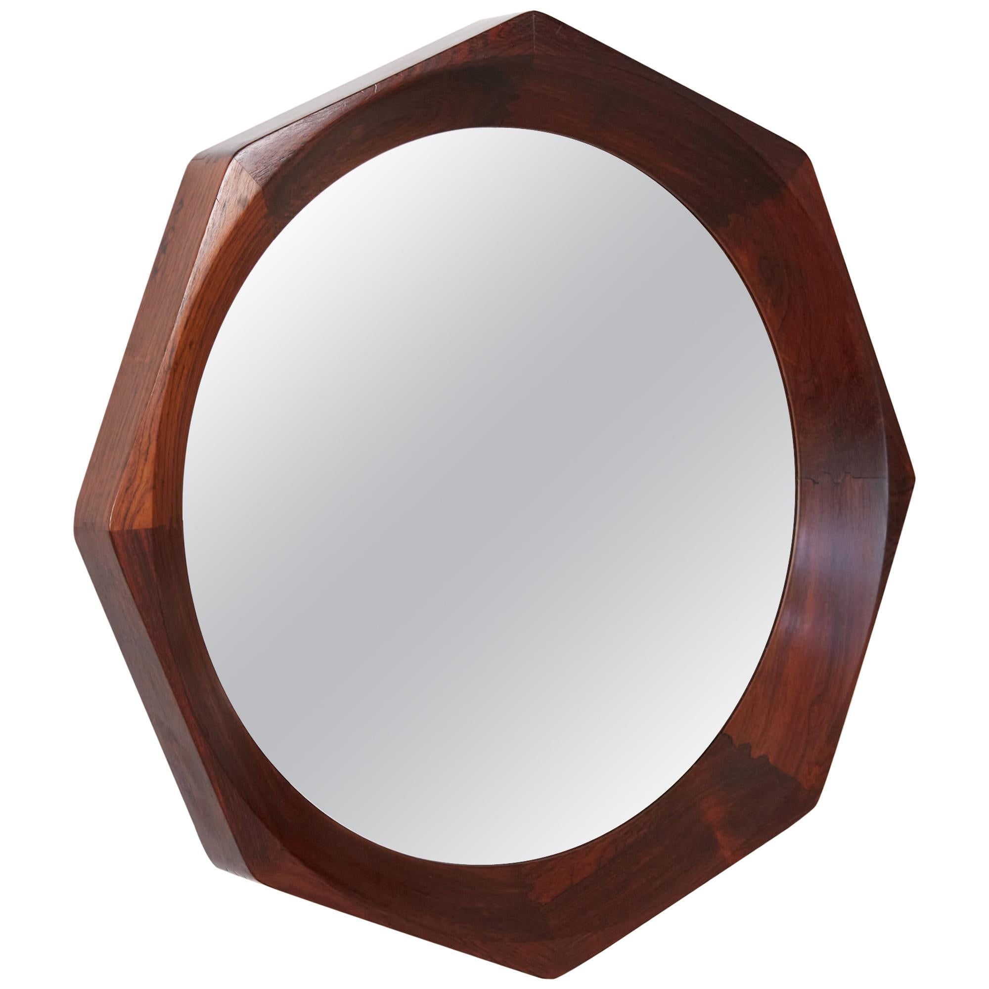Octagonal Rosewood Mirror by BVK Denmark