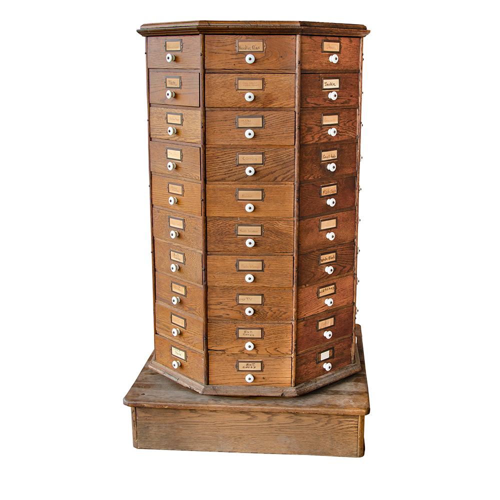 Octagonal Rotating Hardware Cabinet In Good Condition In Aurora, OR
