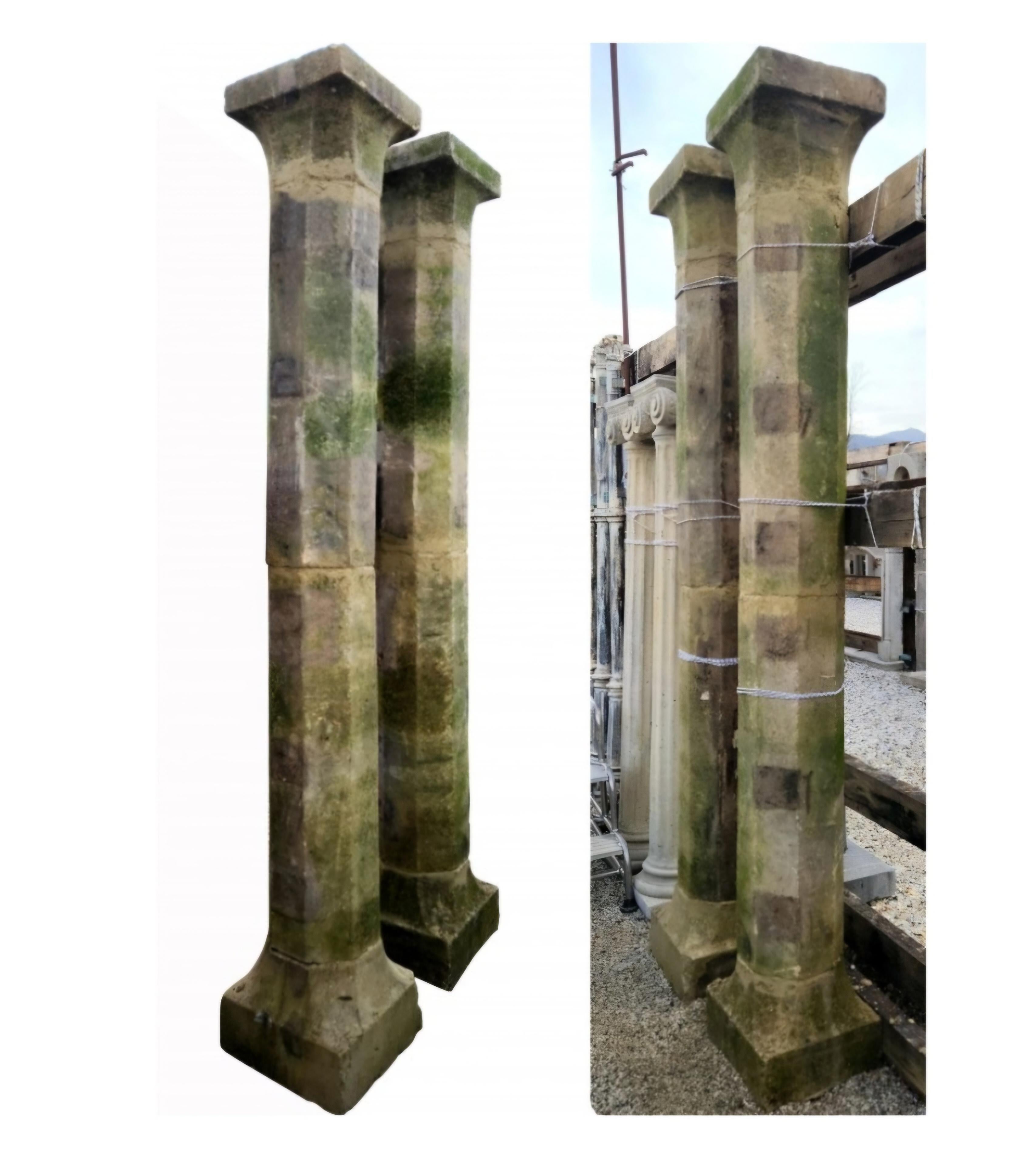 19th Century OCTAGONAL SECTION LIMESTONE COLUMNs For Sale