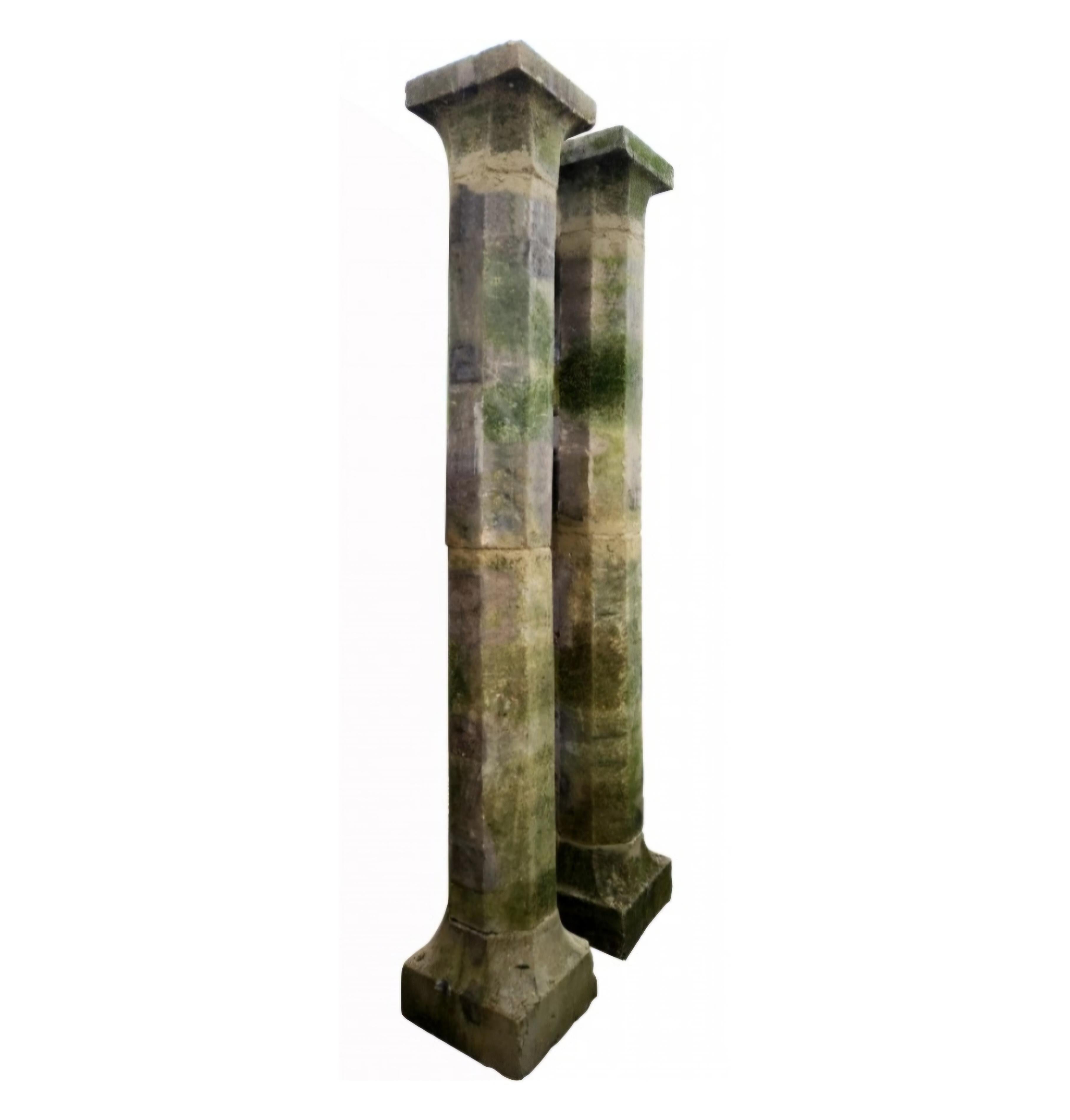 OCTAGONAL SECTION LIMESTONE COLUMNs For Sale 3