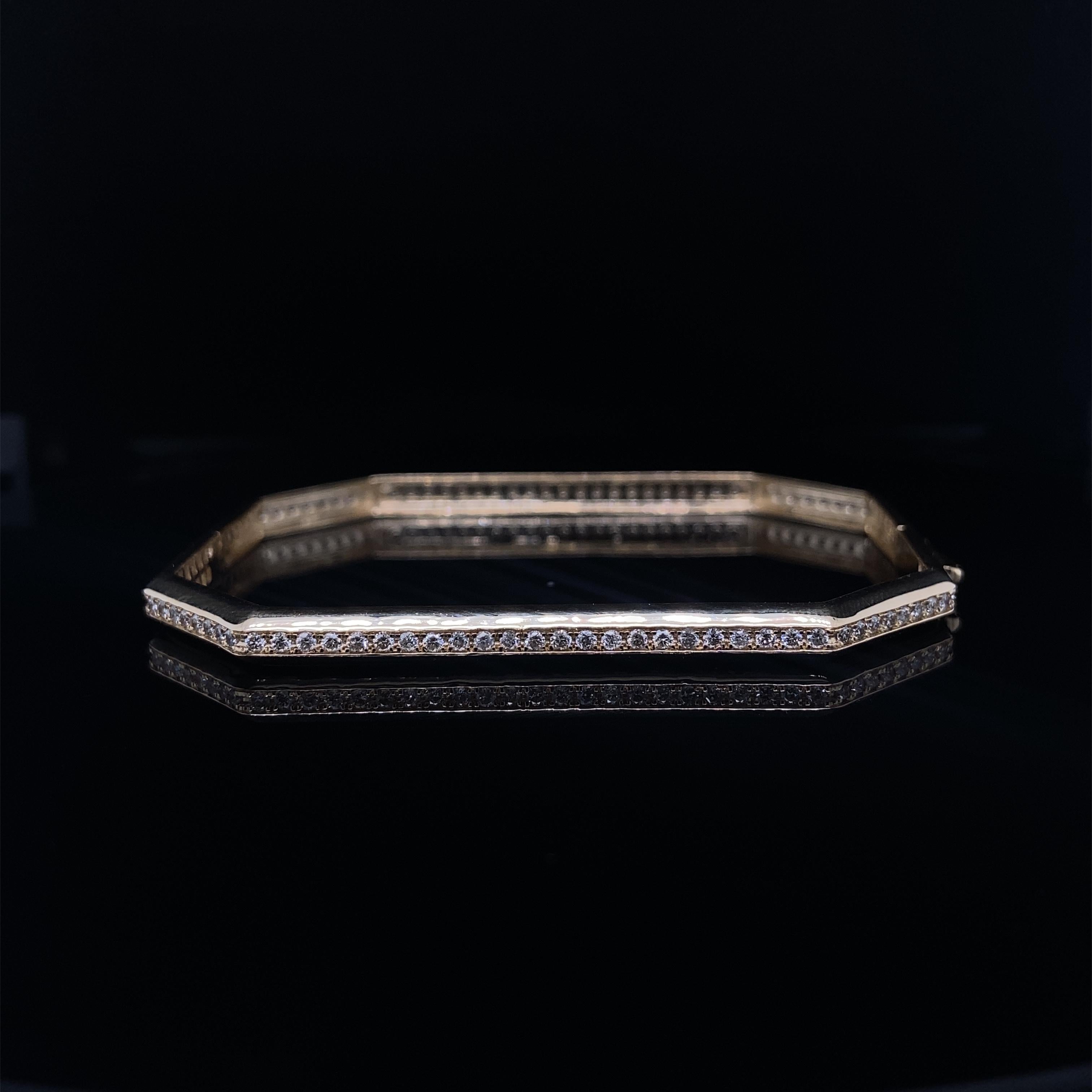 Art Deco Octagonal Shape Bangle Bracelet Set in 18k Solid Gold For Sale
