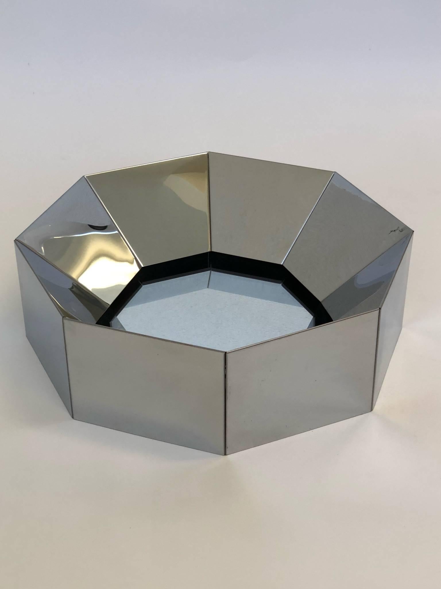 Modern Octagonal Shape Chrome Mirror by Curtis Jere