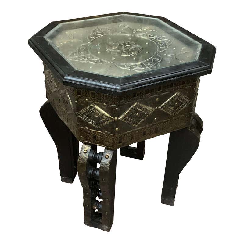 Octagonal Shape With Inlaid Silver Top Cocktail Table, Morocco, 19th ...